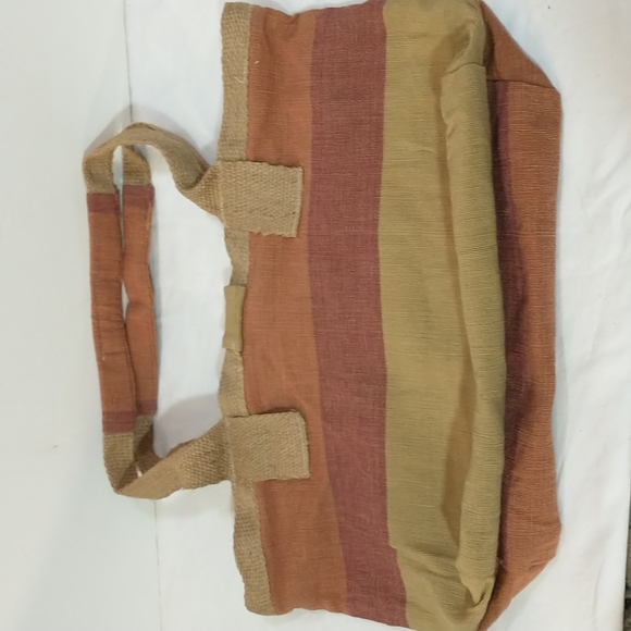 Woven Bag Bill Brown London Hand Woven Canvas Striped Vintage Purse Satchel - Picture 5 of 7